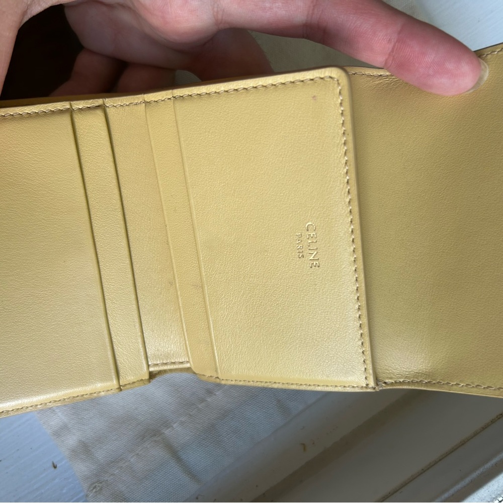 Celine Yellow Leather Compact Wallet - Picture 6 of 11